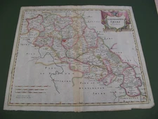 100% ORIGINAL LARGE NORTHAMPTONSHIRE BY ROBERT MORDEN C1695 VGC HAND COLOUR