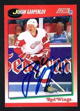 Johan Garpenlov #204 signed autograph 1991-92 Score Hockey Canadian Release Card