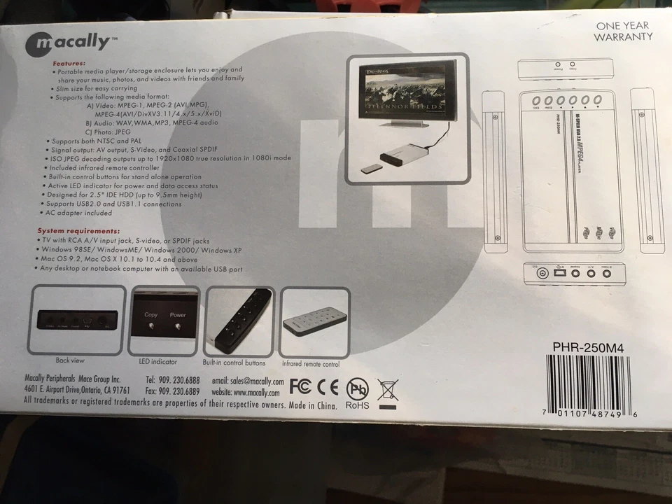 External Drive MPEG4 Play Record PHR 250M4 Hi-Speed USB 2.0 HDD For 2.5" HDD - Image 3 of 4