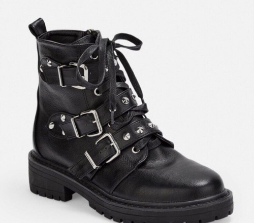 Missguided Black Biker Boots | eBay