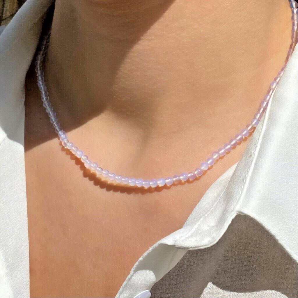 Collier en perles d'opale véritable, ras de cou en pierres naturelles idéal pour offrir - 3