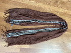 100% Cotton Brown Scarf / Shawl Made in India Beautiful Details — photo 6