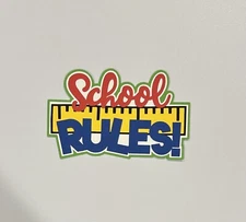 School Rules Scrapbook Title Handmade Paper Pieced Die Cut