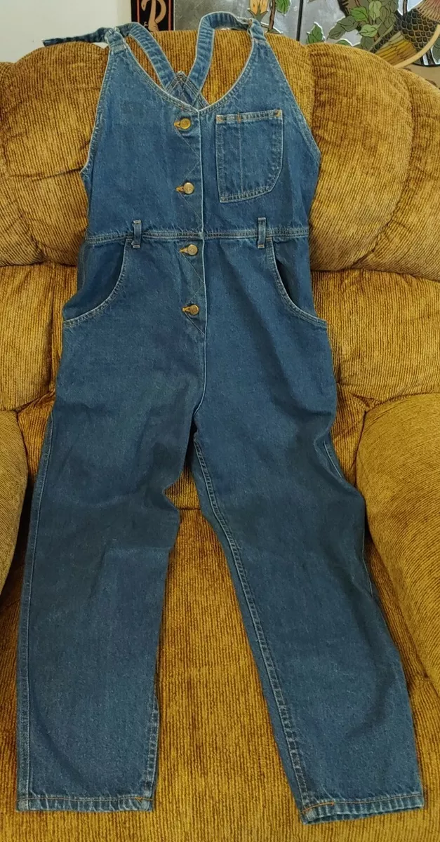 VTG Founded Kansas LEE Denim Overalls Junior Sz 11 Button Down Straight  Leg34783