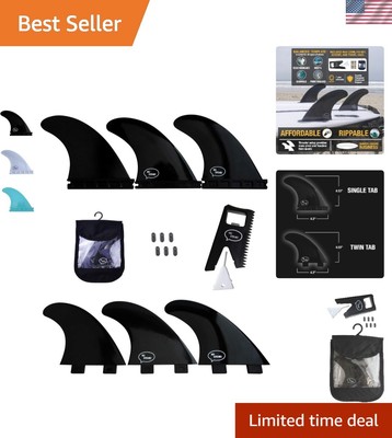 FRP Thruster 3 Surfboard Fins - Stronger Than Regular Nylon Fins - Includes F...