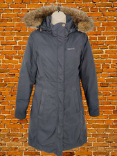 Womens Marmot Size Xs Navy Goose Down Padded Parka Coat Jacket Fur Trim Winter