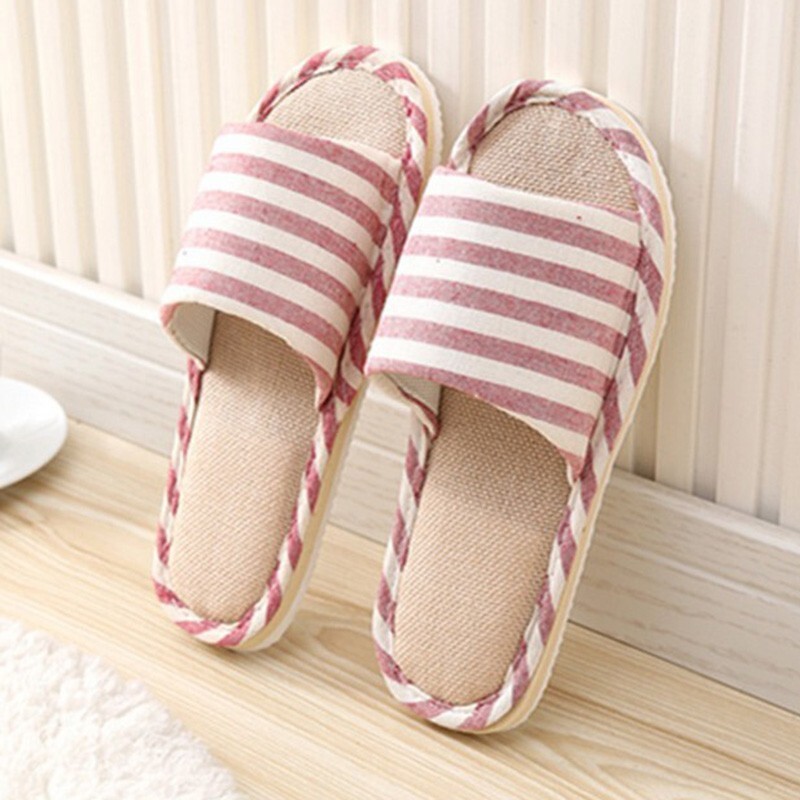 APL Home scarpe ciabatte indoor appartamenti lino e cotone righe