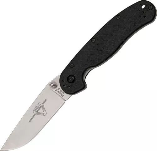 Ontario RAT II Folder Black Knife 8860 4" closed linerlock. 3" AUS-8 stainless s