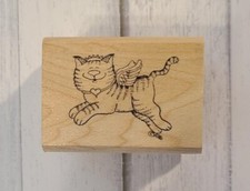 ANGEL CAT Wood Mounted Good Stamps Stamp Goods Stamp preowned
