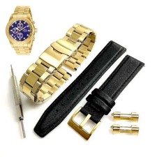 Pack of 2 Steel and Leather Gold Replacement Watch Band Invicta Pro Diver 28682