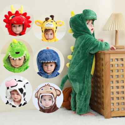 Winter Halloween Cosplay Clothes Hooded Animal Cow Monkey Unicorn Onesize Baby