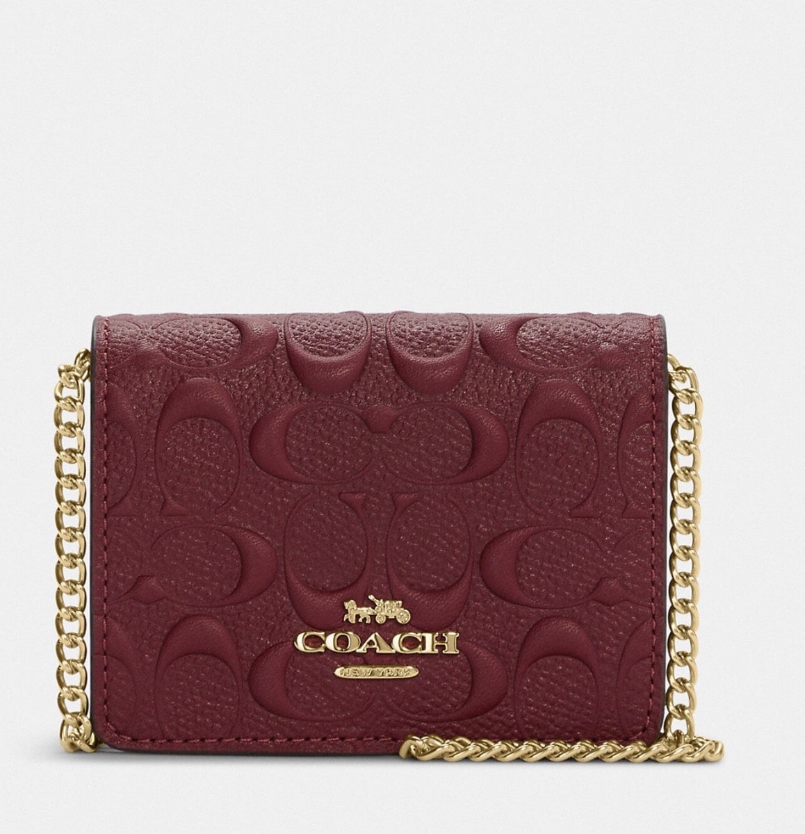 NWT Coach Mini Wallet On A Chain In Signature Smooth Calf