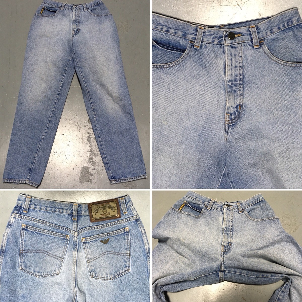 Vintage Armani Jeans Size 32 (28” Waist) High Waist 80s 90s