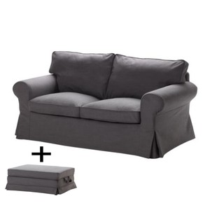 Ikea Ektorp 2 Seat Sofa Footstool Slipcovers Ottoman Loveseat Covers Svanby Gray Ebay