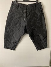 Designer Black damask low crotch trousers with special hand made Italian buttons