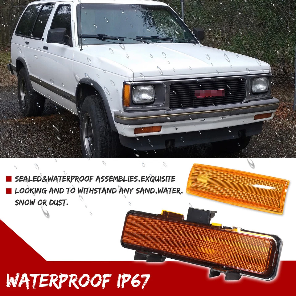 4X Amber Corner & Signal Marker Light For 83-94 Chevy Blazer 82-93 Chevrolet S10 - Image 4 of 4