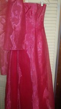 Strapless Gown Prom Formal pageant Magenta crystals with scarf wrap sz small