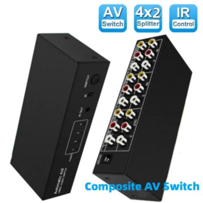 4X2 Composite AV RCA Switch Splitter 4in2 out Analog Video C-VBS RCA AV Splitter