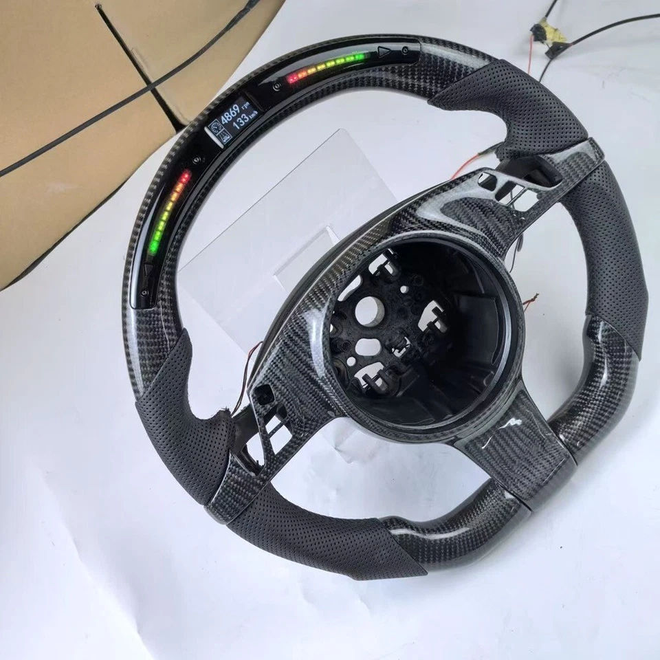 Volante LED de fibra de carbono para Porsche Cayenne Panamera 911 997 991 Foto 3 de 4