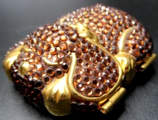 ESTEE LAUDER Rhinestone Golden Pup Dog Lucidity Pressed Powder Compact Unused!