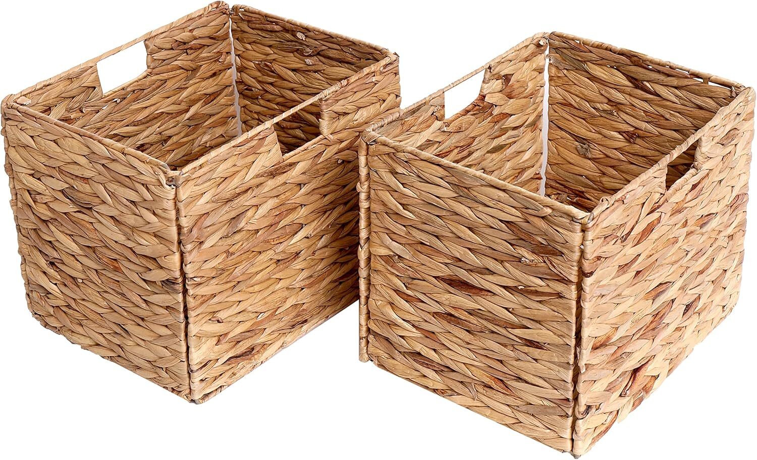Foldable Hyacinth Wicker Storage Baskets - 2-Pack for Shelves-image