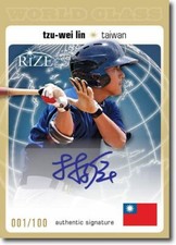 TZU-WEI LIN 2012 Rize Rookie Autograph GOLD Auto WORLD CLASS RC #/100