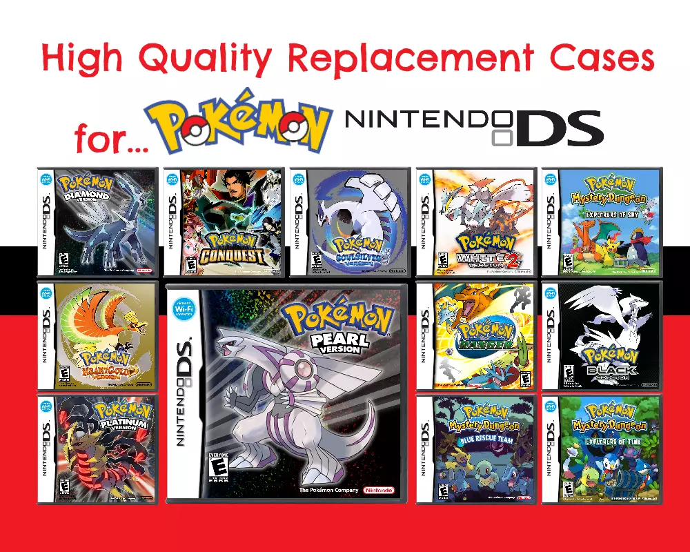 Authentic Pokemon Nintendo DS Cases w/ Complimentary Pokémon Covers