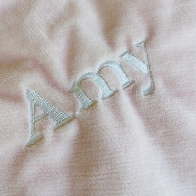 Pottery Barn Kids Baby Blanket White Pink Personalised Amy 30 X 40in