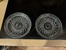 Set Of 2 Large Heavy Crystal Ashtray Vintage Retro 8.25” Beautiful Sparkling