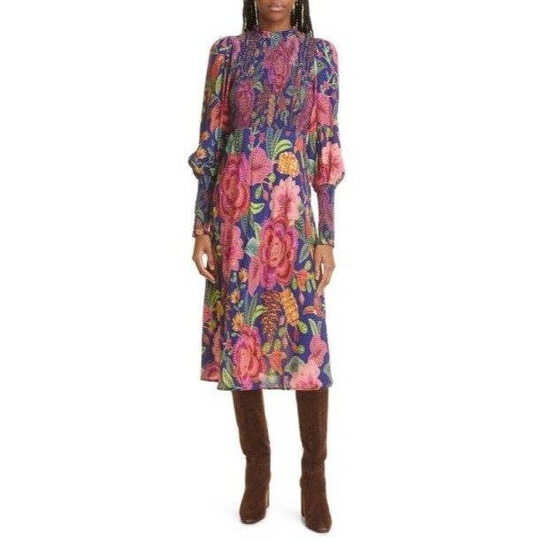 knee length dresses for ladies Off-White Bloom Garden Euroflax™Premium Linen Mini Dress – FARM Rio main image 0