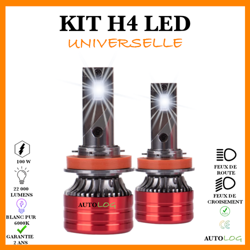 KIT 2x AMPOULES LED H4 UNIVERSELLE 100W eBay
