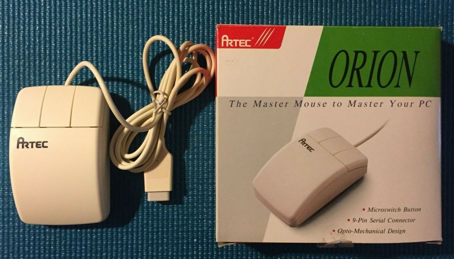 Vintage Three Button Computer Mouse Orion Artec w/ 3.5" Disk