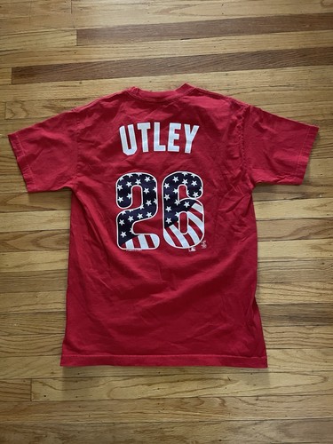 Majestic Philadelphia Phillies Chase Utley USA Patriotic T Shirt Men’s Medium - Picture 2 of 5