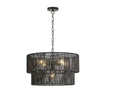 GoYeel 5 -Light Black Bohemian/global Drum Medium Hanging Pendant light