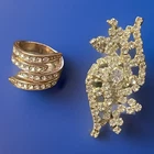 VINTAGE TWO PIECE LOT OF COSTUME JEWELRY RINGS WITH ADJUSTABLE BANDS