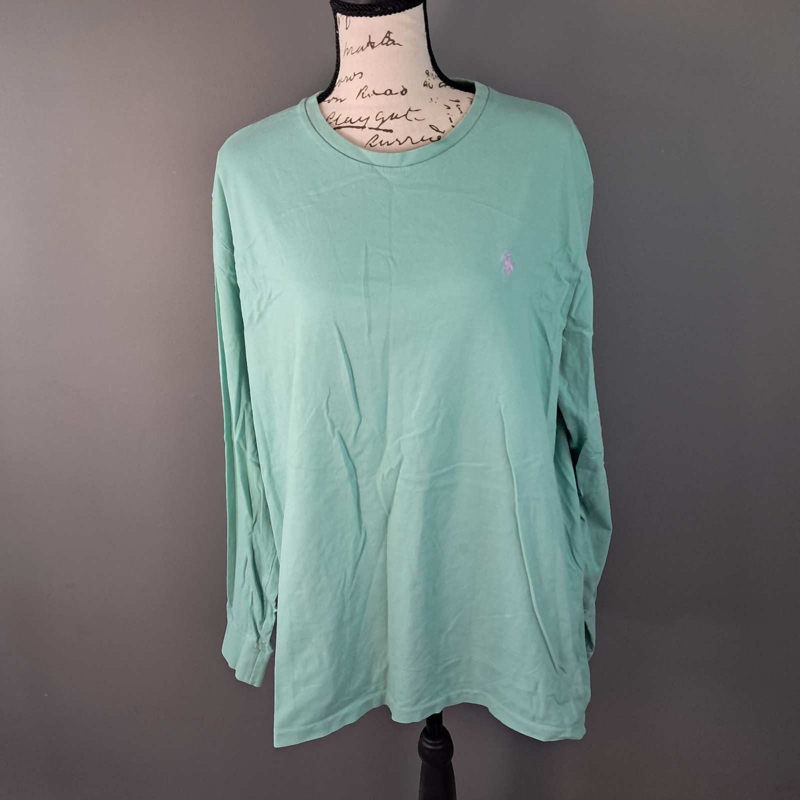 Polo Ralph Lauren uomo taglia XL verde regular fit viola pony logo girocollo