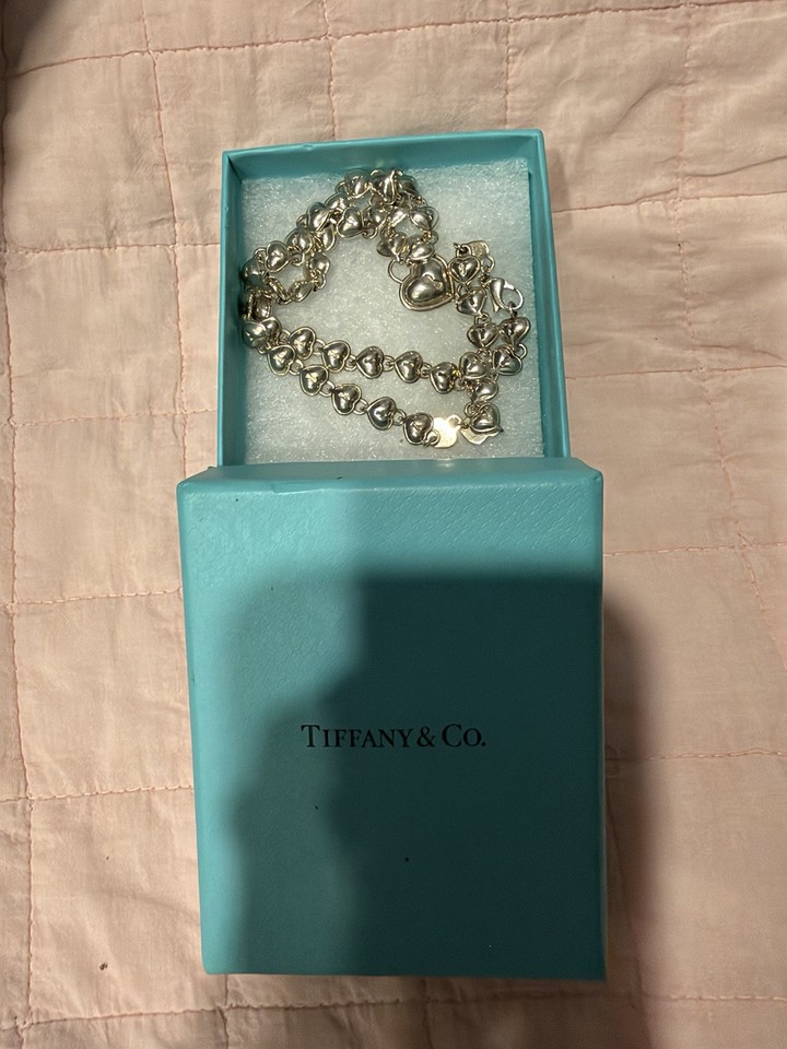 Tiffany & Co. T & Co. Sterling Silver 925 Chain Of Heart Links Necklace ...