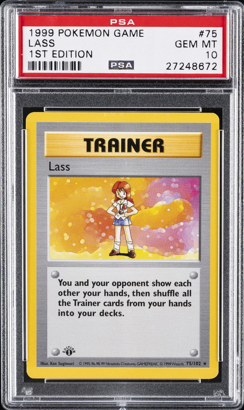 1999 POKEMON BASE SET 1ST EDITION #75 LASS PSA 10