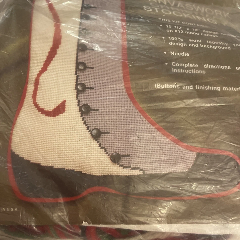 NEW Elsa Williams needlepoint Christmas Stocking kit boot vtg shoe victorian - Image 4 of 4