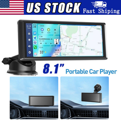 8.1Inch widescreen Portable Carplay Android Auto WithCam Car Stereo SAT NAV BT