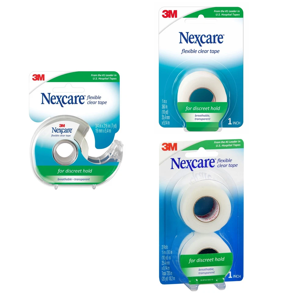 Cinta de primeros auxilios transparente flexible Nexcare: 1 pulgada x 30 pies (claro) + con dispensador Foto 2 de 2