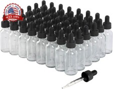 48 Pack,1oz Glass Dropper Bottle, Clear Tincture Bottles with Dropper