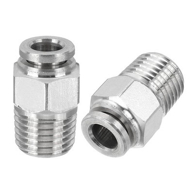 Für 2 Stück 1/4'' Rohr x 1/4'' NPT Push-Fitting Luftanschluss Silber