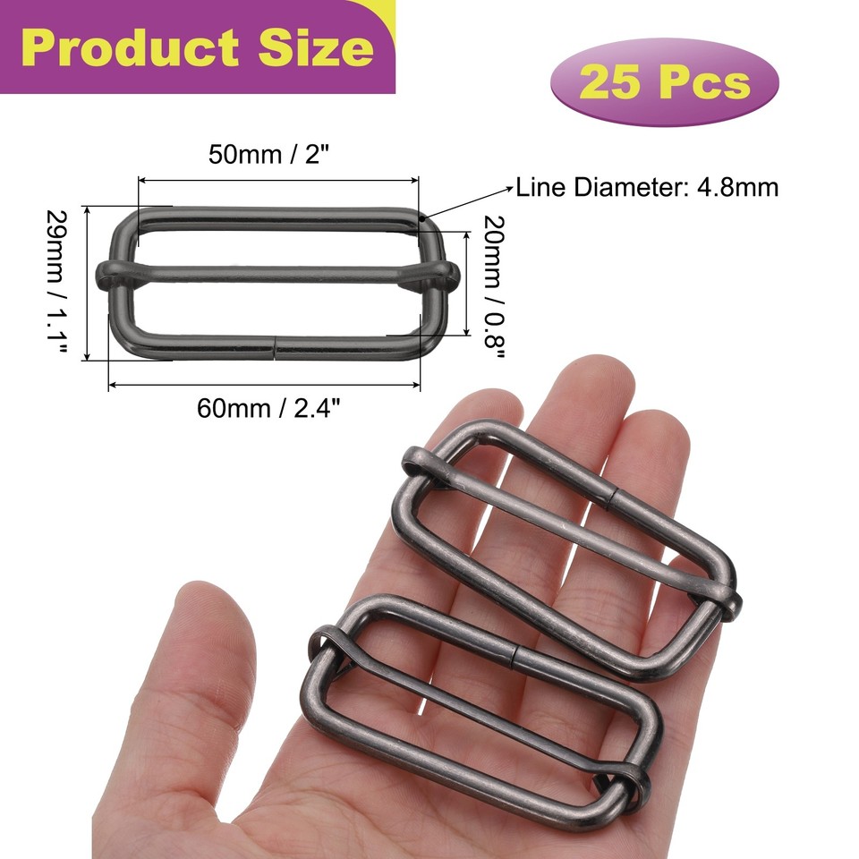 Lammcou Gespen riembandset, dubbel verstelbare kunststof steekgesp met 15 Tri-Glide Slides Clip voor rugzak, heupgordel, bagageriemen & doe-het-zelf, zwart, 20mm*4