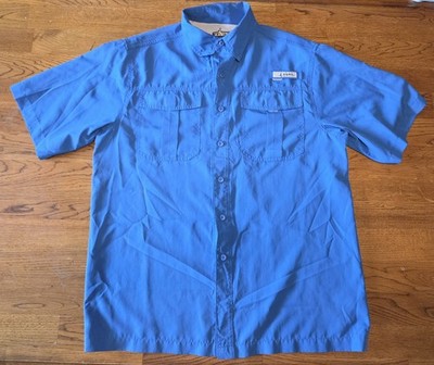 Habit Solar Factor 40+ Men's Blue Short Sleeve Collared Fishing Shirt M