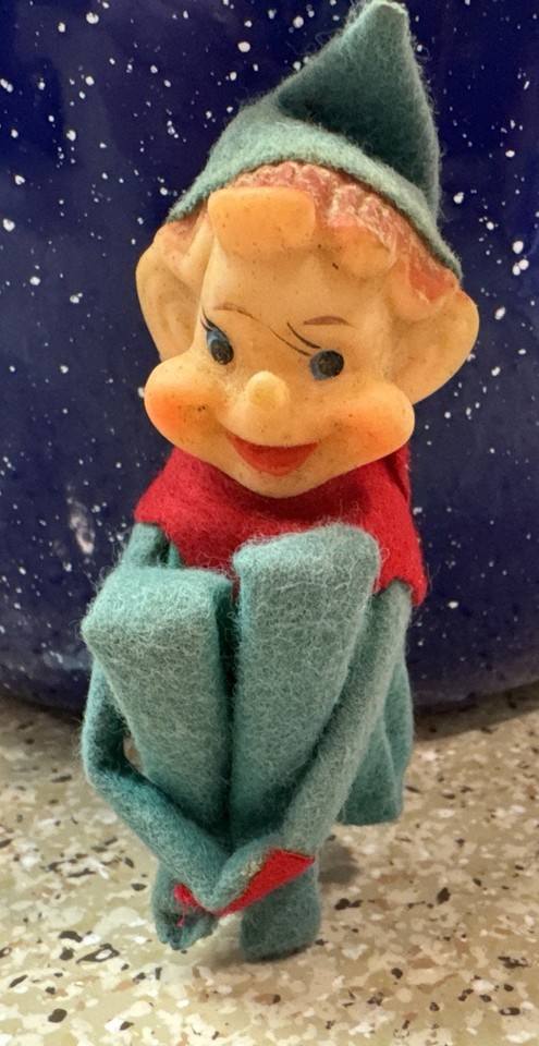 Vintage Christmas Elf Knee Hugger Pixie Face Ornament Made In Japan 5 ...
