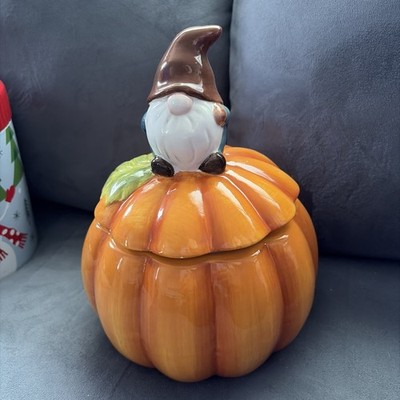 Halloween Wizard Vintage Retro  Pumpkin Cookie Biscuit Jar