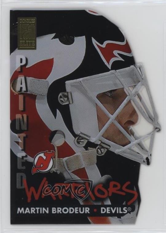 1995-96 Donruss Elite Painted Warriors 2463/2500 Martin Brodeur #3 HOF 17a5