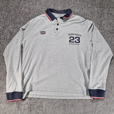Quba Sails X-Series Polo Shirt Large Grey Long Sleeve, rugby type. P2P 22''