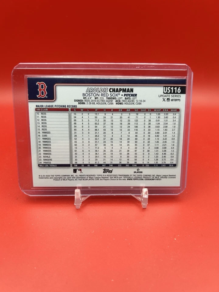2025 Topps 更新系列 - Aroldis Chapman #US116 真实照片 SSP — 第 2/2 张图片